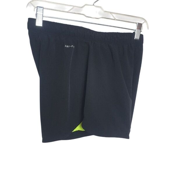 Nike Dri-Fit Athletic Running Shorts XS Black Yellow Double Layer Activewear - Picture 3 of 8